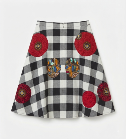 Iconola Checkers Skirt with Patches