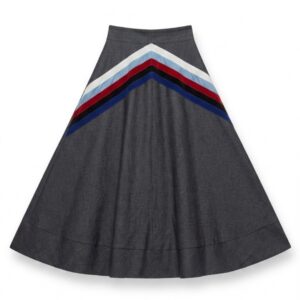 MINED Denim Skirt with Chevrons