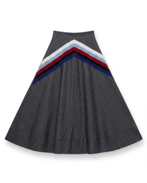 MINED Denim Skirt with Chevrons